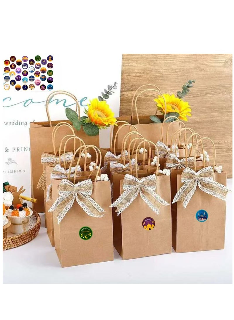 24 Pieces Kraft Paper Bag  Gift Bags with Comfortable Handle and Ramadan Kareem Decorative Stickers (Random 24pcs) - Image 2