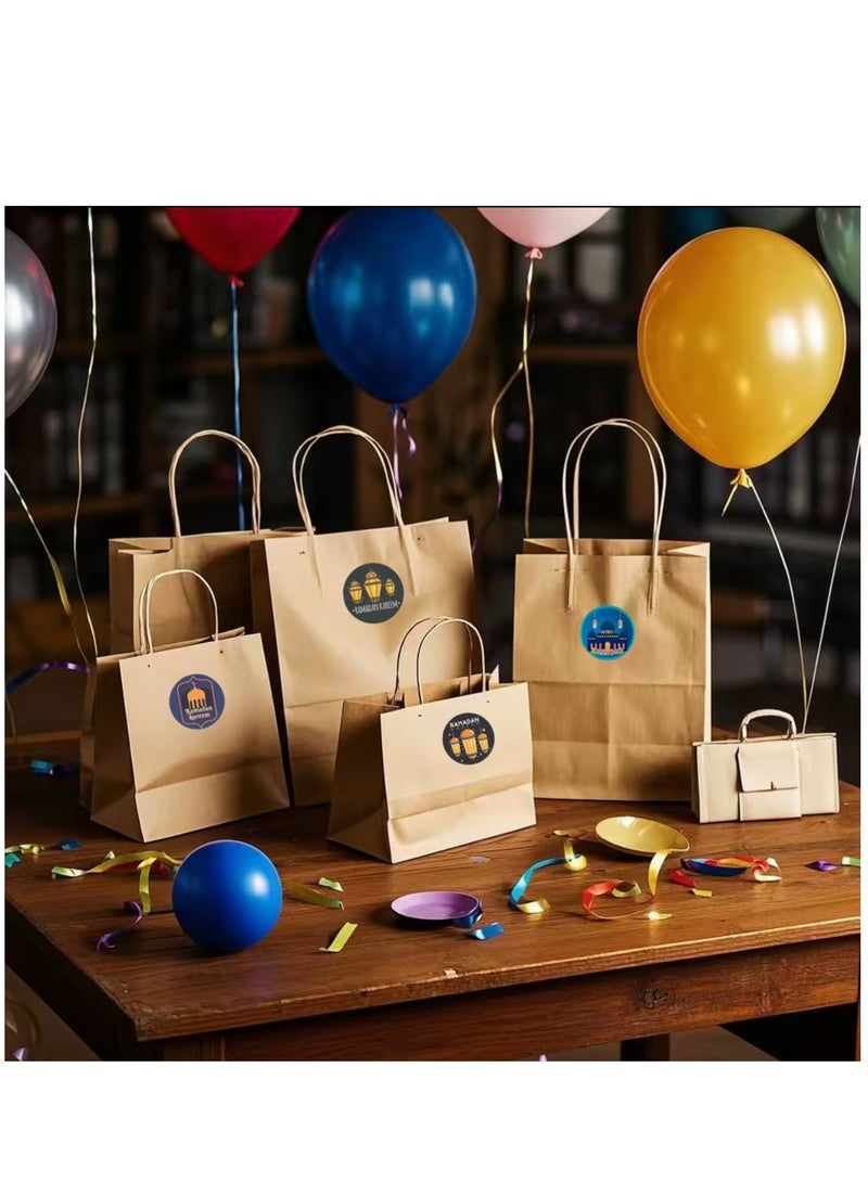24 Pieces Kraft Paper Bag  Gift Bags with Comfortable Handle and Ramadan Kareem Decorative Stickers (Random 24pcs) - Image 3