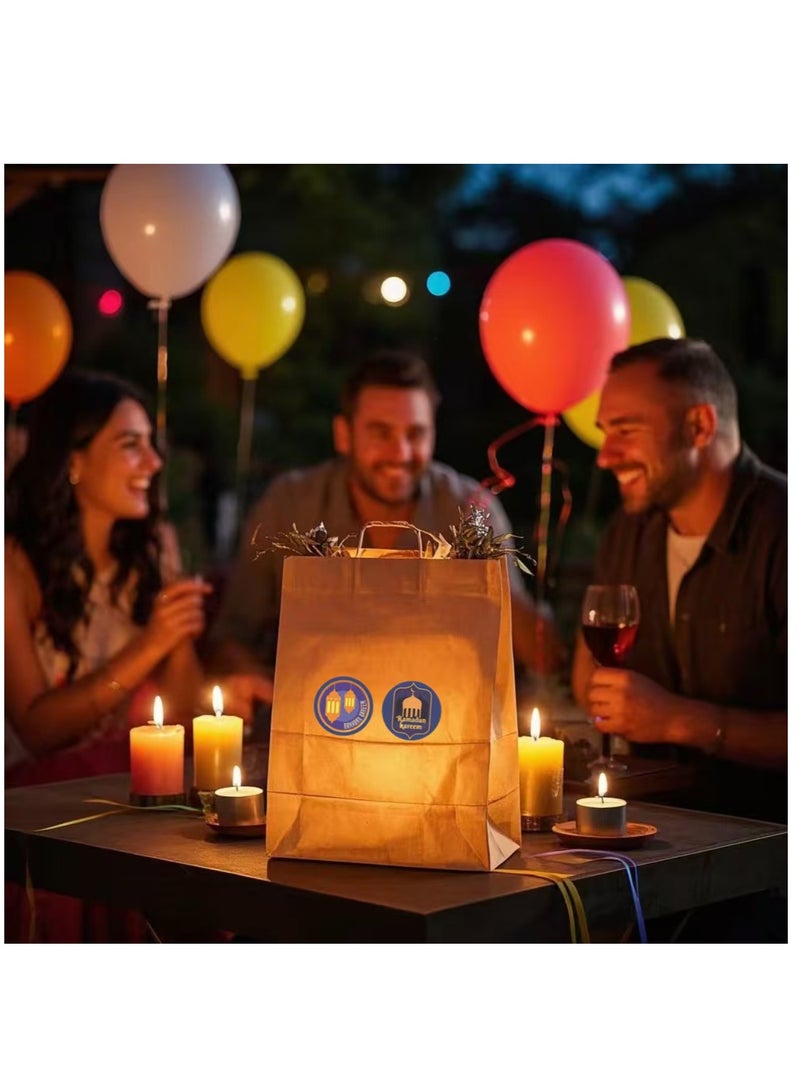 24 Pieces Kraft Paper Bag  Gift Bags with Comfortable Handle and Ramadan Kareem Decorative Stickers (Random 24pcs) - Image 4