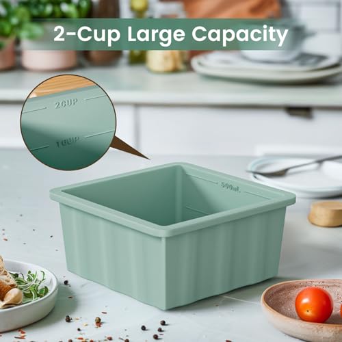 GGOW Silicone Freezer Tray for Soup Ice Cubes: 2-Cup Freezing Trays with Lid for Meal Prep - 4Pack Silicon Soup Portion Freeze Tray Make Stock Souped Ice Cube - Image 5