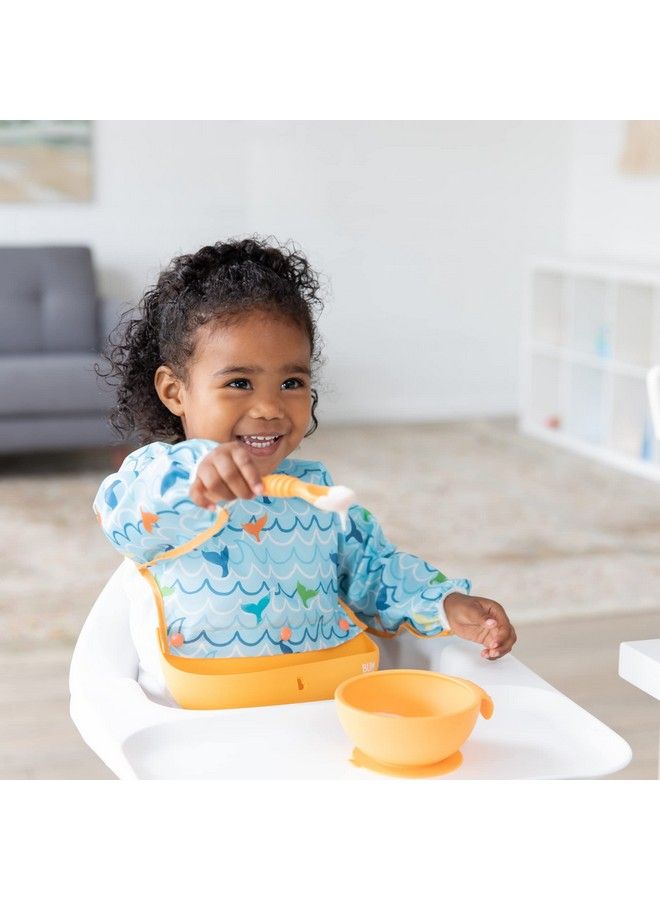 BUMKiNs Bibs Silicone Bibs For Babies Bib For Girl Or Boy Baby And Toddler Bib For 6 24 Months Combination Fabric Superbib And Sleeved Bib With Attachable Silicone Pocket Ocean Life - Image 5