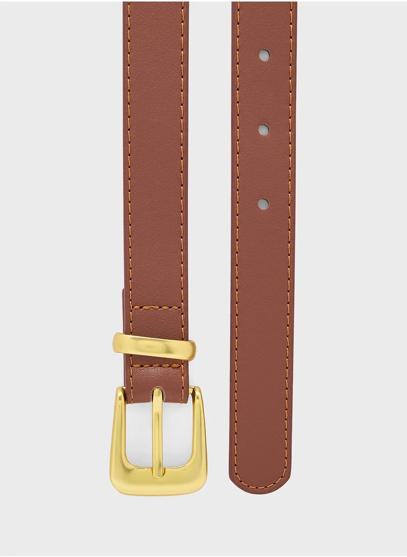 Ginger Classic Belt With Gold Buckle