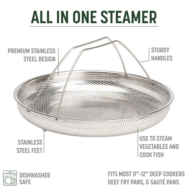 LOCANS LOCANS All-In-One Pan Steamer Basket, Premium Stainless Steel Construction, Dishwasher Safe, Perfect for Steaming Vegetables, Full Handle for Easy Use. - Image 5