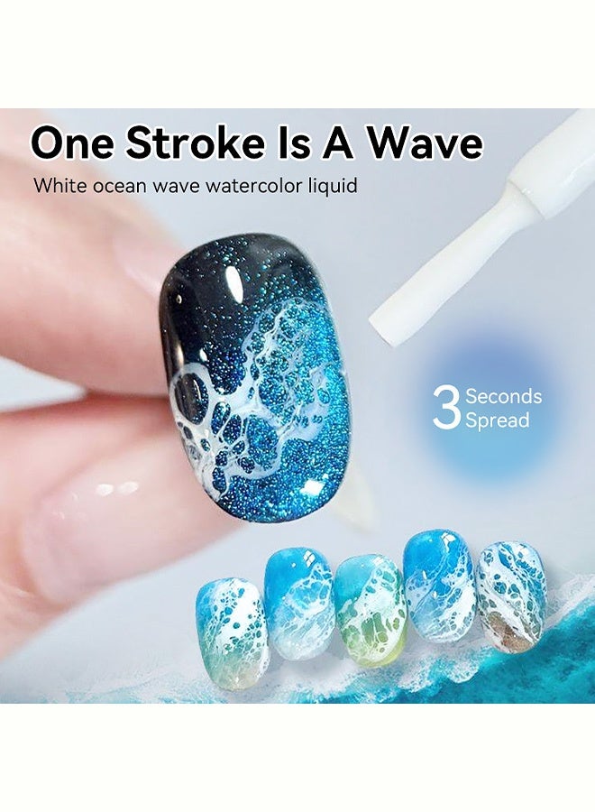 Born Pretty Ocean Wave Watercolor Liquid Nail Art Ink, Soft Gradient & Marble Effect Nail Polish, Quick-Drying Blending Liquid for DIY Nail Designs, 10ml - Image 4