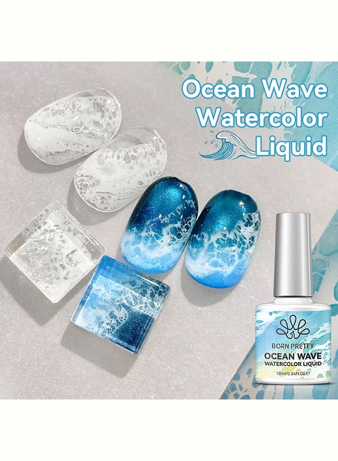 Born Pretty Ocean Wave Watercolor Liquid Nail Art Ink, Soft Gradient & Marble Effect Nail Polish, Quick-Drying Blending Liquid for DIY Nail Designs, 10ml - Image 3