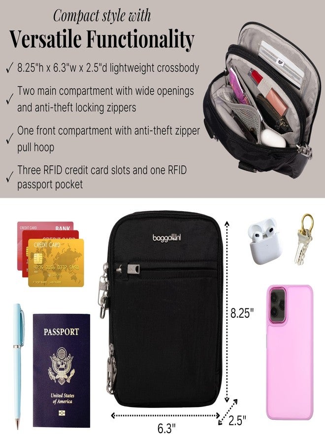 Baggallini Securtex Anti-Theft Mini Everything Crossbody Bag, 6.3"x8.25" RFID, Locking Zippers & Cut-Resistant Strap - Image 4