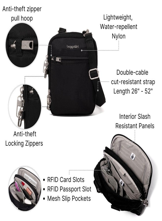 Baggallini Securtex Anti-Theft Mini Everything Crossbody Bag, 6.3"x8.25" RFID, Locking Zippers & Cut-Resistant Strap - Image 3