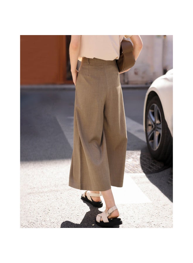 Dme Pleated Skirt Pants Summer Casual Invisible Button Flat Waist Head Pleated Decorative Skirt Pants Women - Image 5