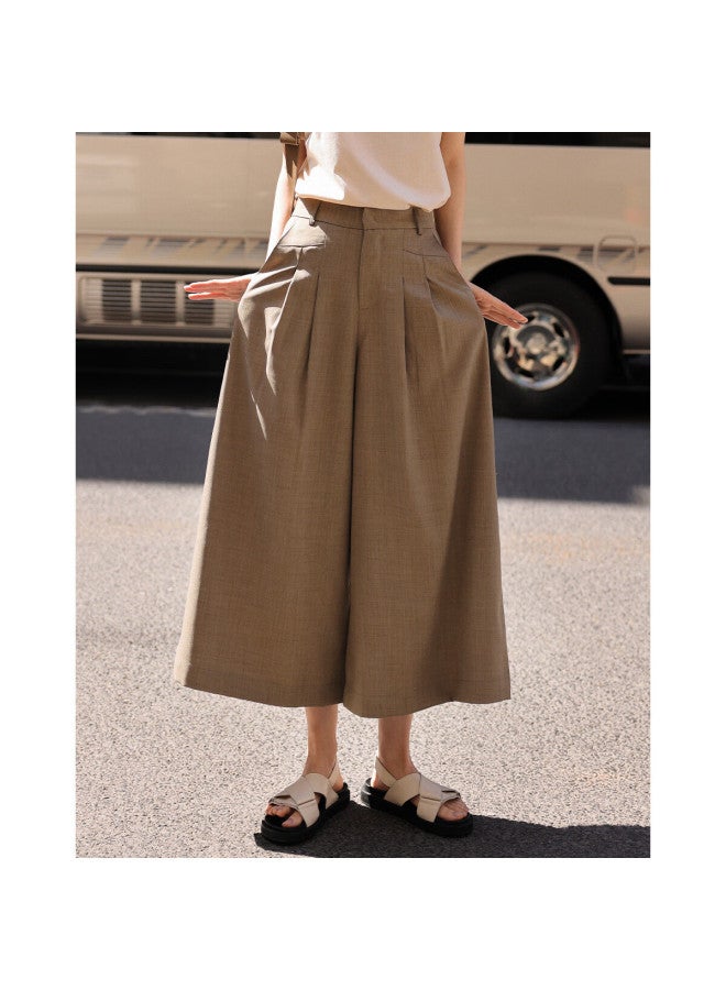 Dme Pleated Skirt Pants Summer Casual Invisible Button Flat Waist Head Pleated Decorative Skirt Pants Women - Image 1