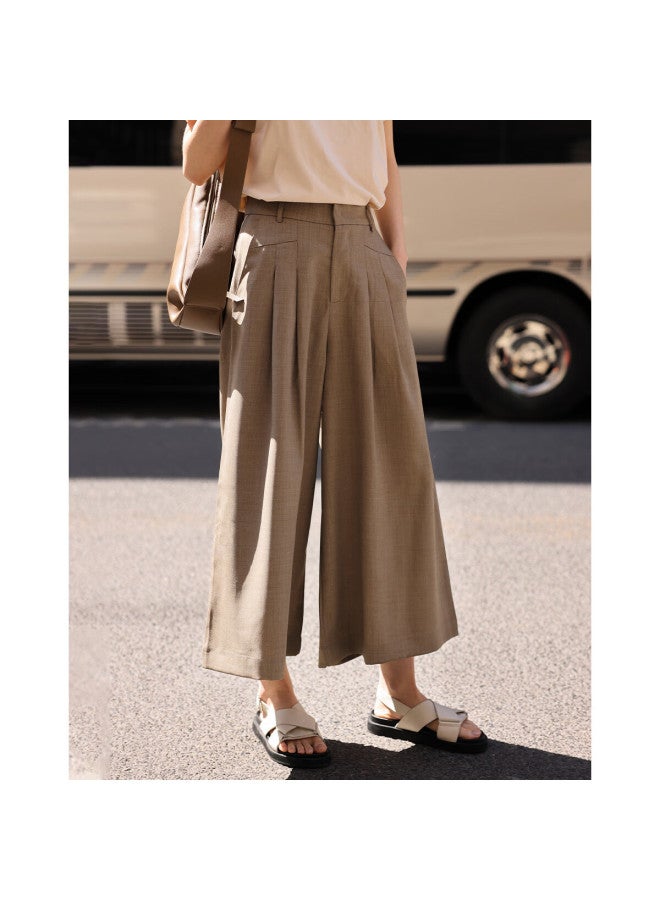 Dme Pleated Skirt Pants Summer Casual Invisible Button Flat Waist Head Pleated Decorative Skirt Pants Women - Image 3