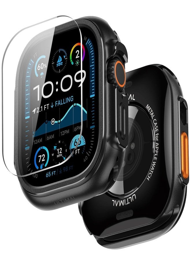 ULTIMAL Metal Case Compatible with Apple Watch Ultra/Ultra 2 49mm with Back Cover, Military Grade Shockproof Protective Case, Rugged Cover for iWatch 49mm (Black) - Image 1