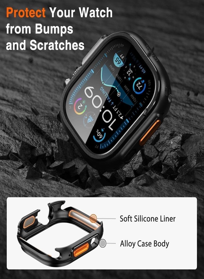 ULTIMAL Metal Case Compatible with Apple Watch Ultra/Ultra 2 49mm with Back Cover, Military Grade Shockproof Protective Case, Rugged Cover for iWatch 49mm (Black) - Image 3