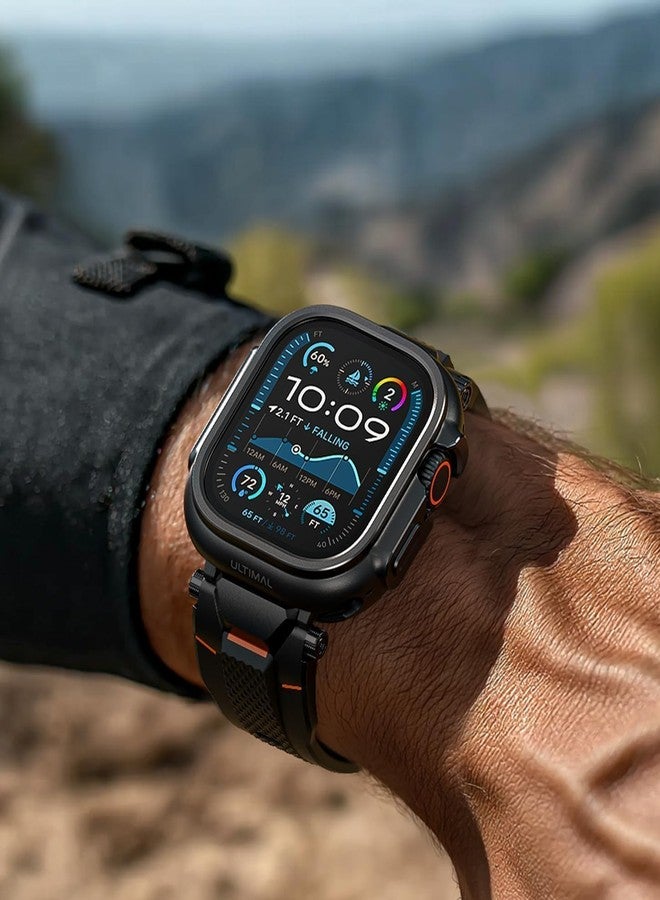 ULTIMAL Metal Case Compatible with Apple Watch Ultra/Ultra 2 49mm with Back Cover, Military Grade Shockproof Protective Case, Rugged Cover for iWatch 49mm (Black) - Image 2