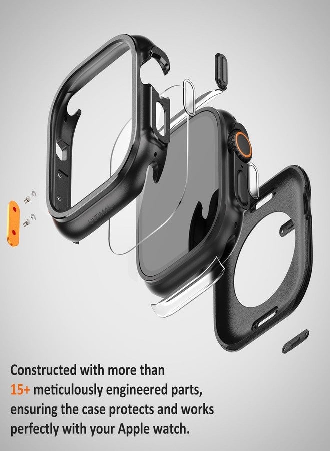 ULTIMAL Metal Case Compatible with Apple Watch Ultra/Ultra 2 49mm with Back Cover, Military Grade Shockproof Protective Case, Rugged Cover for iWatch 49mm (Black) - Image 4
