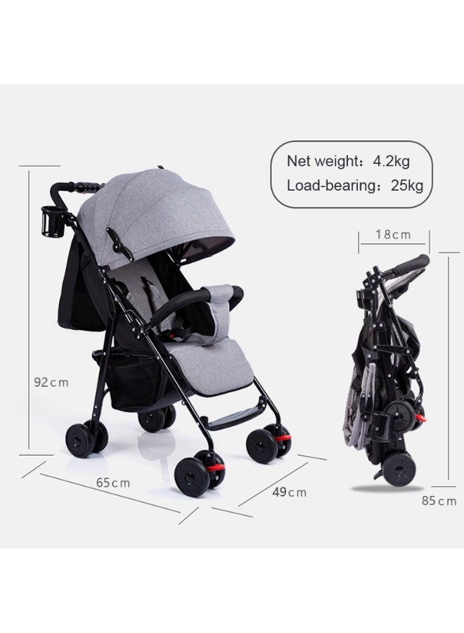 NZONE STORE Baby Zone Lightweight and Foldable Stroller - Ideal for travel and commuting, equipped with a canopy, storage basket and cup holder - Pink - Image 3