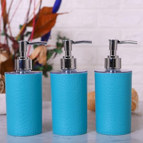 Shenron Blue Liquid Soap Dispenser for Wash Basin & Bathroom, Liquid Soap Refillable Plastic Dispenser Hand Wash, Soap Dispenser for Kitchen & Household use, Set of 3 (Plastic) - Image 1