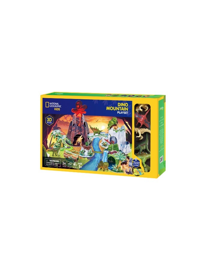 CubicFun National Geographic Kids 3D Puzzle Dino Mountain Playset 54-Pieces with 6 Dino Figures & Play Mat, Educational, No Tools or Gluing Required, Volcanic Mountain, Imaginative Play, Ideal Gift - Image 1