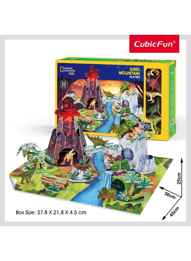 CubicFun National Geographic Kids 3D Puzzle Dino Mountain Playset 54-Pieces with 6 Dino Figures & Play Mat, Educational, No Tools or Gluing Required, Volcanic Mountain, Imaginative Play, Ideal Gift - Image 3