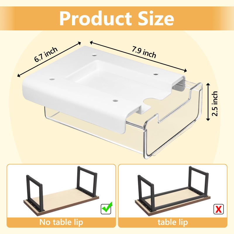 ACUDUDOMA Under Desk Storage Drawers - Slide-Out Design, Drill-On or Self-Adhesive, Hidden Desktop Organizer Under Table Drawer for Home, Office and School Organization(2 Pack) - Image 5