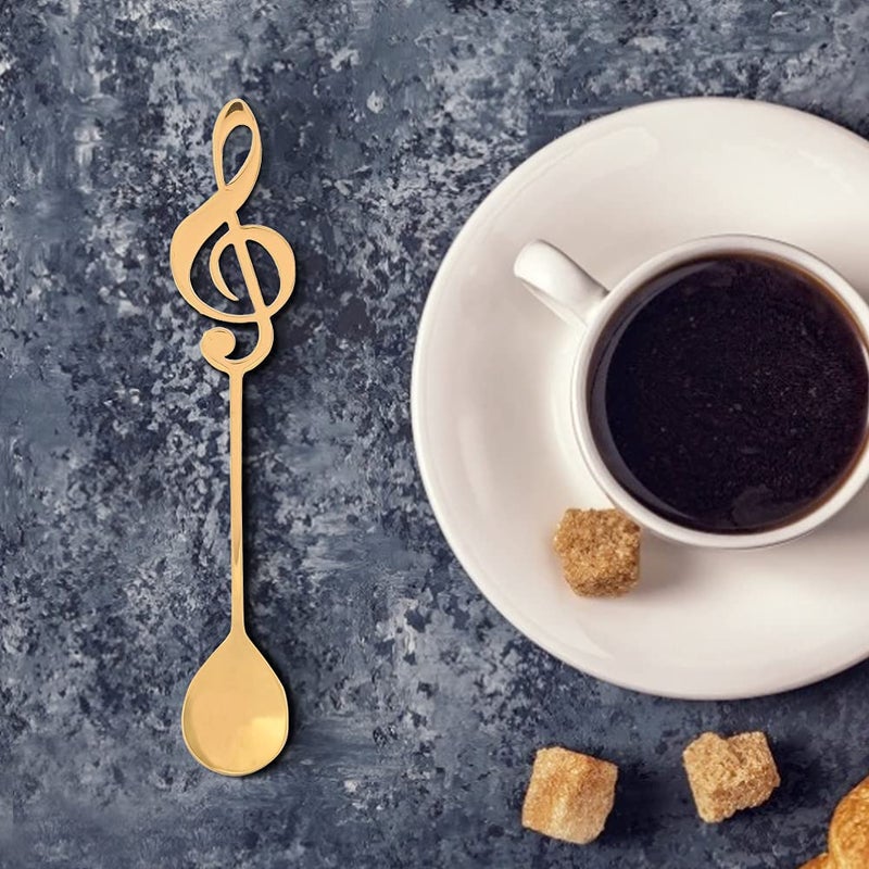 Gold Musical Note Design Stainless Steel Spoon Coffee Tea Dessert Stirrer 15 5cm - Image 4