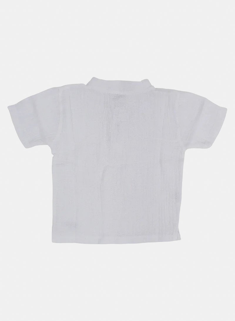 Berceau Baby Boys Cotton T-Shirt – White with Smile Face Print - Image 2
