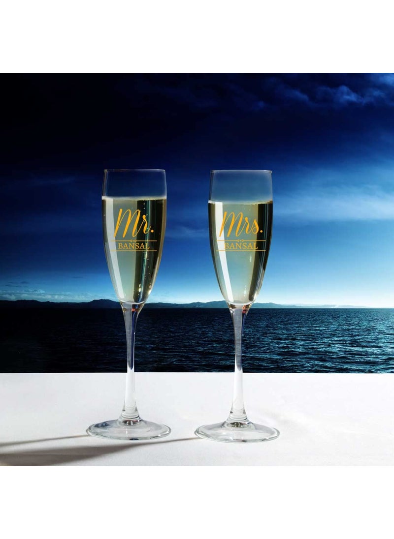 Nutcase Nutcase Mr and Mrs Champagne Glasses Flute Glass Set of 2 Wedding Anniversary  - Image 3