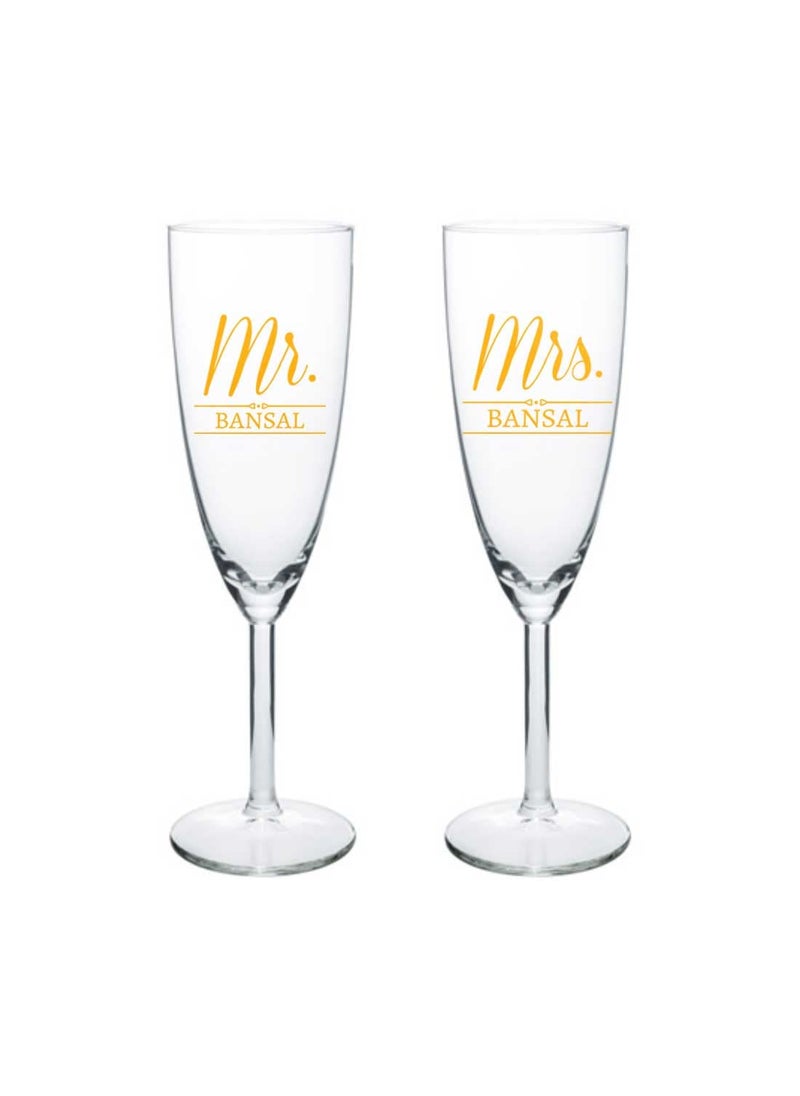 Nutcase Nutcase Mr and Mrs Champagne Glasses Flute Glass Set of 2 Wedding Anniversary  - Image 1