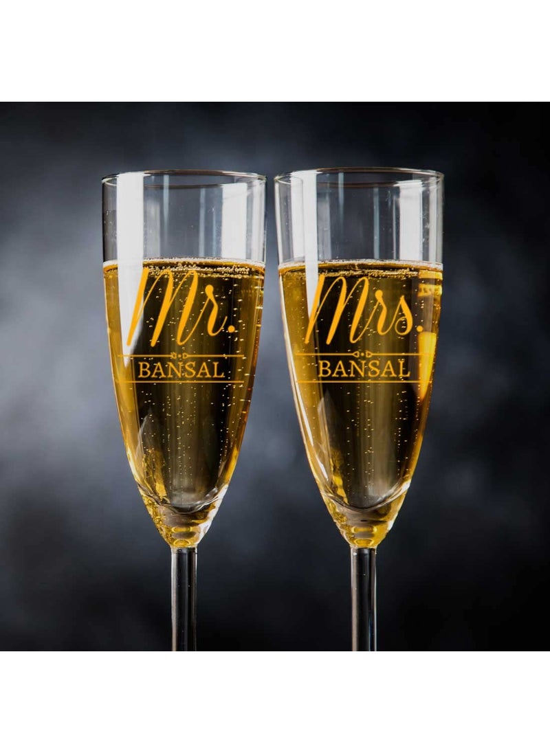 Nutcase Nutcase Mr and Mrs Champagne Glasses Flute Glass Set of 2 Wedding Anniversary  - Image 4
