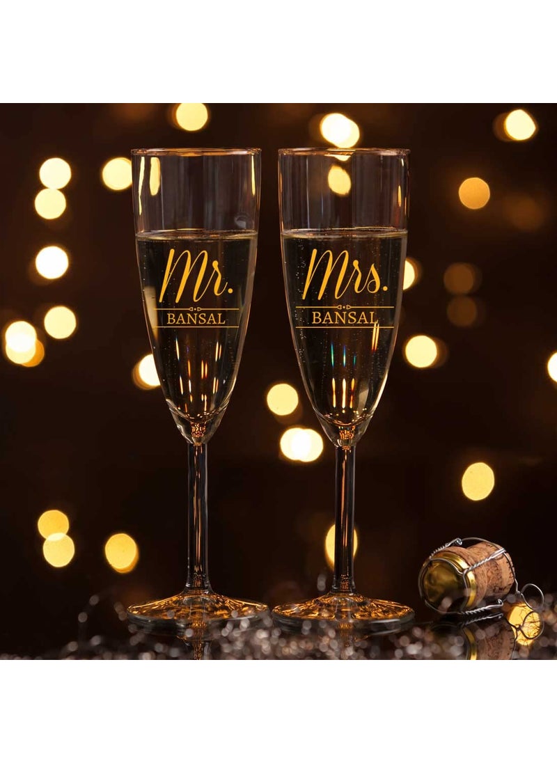 Nutcase Nutcase Mr and Mrs Champagne Glasses Flute Glass Set of 2 Wedding Anniversary  - Image 2