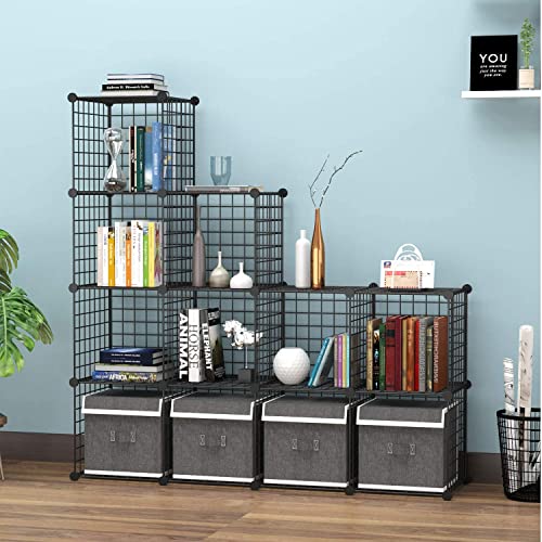 C&AHOME Wire Cube Storage, 12-Cube Storage Organizer Metal, C Grids Storage Bins Shelving, Modular Bookshelf Shelf, Closet Cabinet Ideal for Bedroom, Office 36.6”L x 12.4”W 48.4”H Black - Image 4