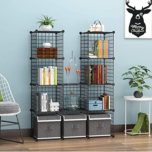 C&AHOME Wire Cube Storage, 12-Cube Storage Organizer Metal, C Grids Storage Bins Shelving, Modular Bookshelf Shelf, Closet Cabinet Ideal for Bedroom, Office 36.6”L x 12.4”W 48.4”H Black - Image 3