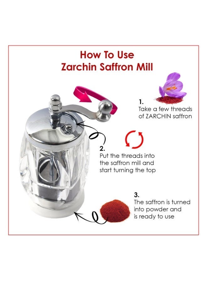 ZARCHIN Saffron Mill - Grinder Glass Body with Collection Chamber Perfect For Freshly Ground Saffron In Food Dishes And Tea - Image 2