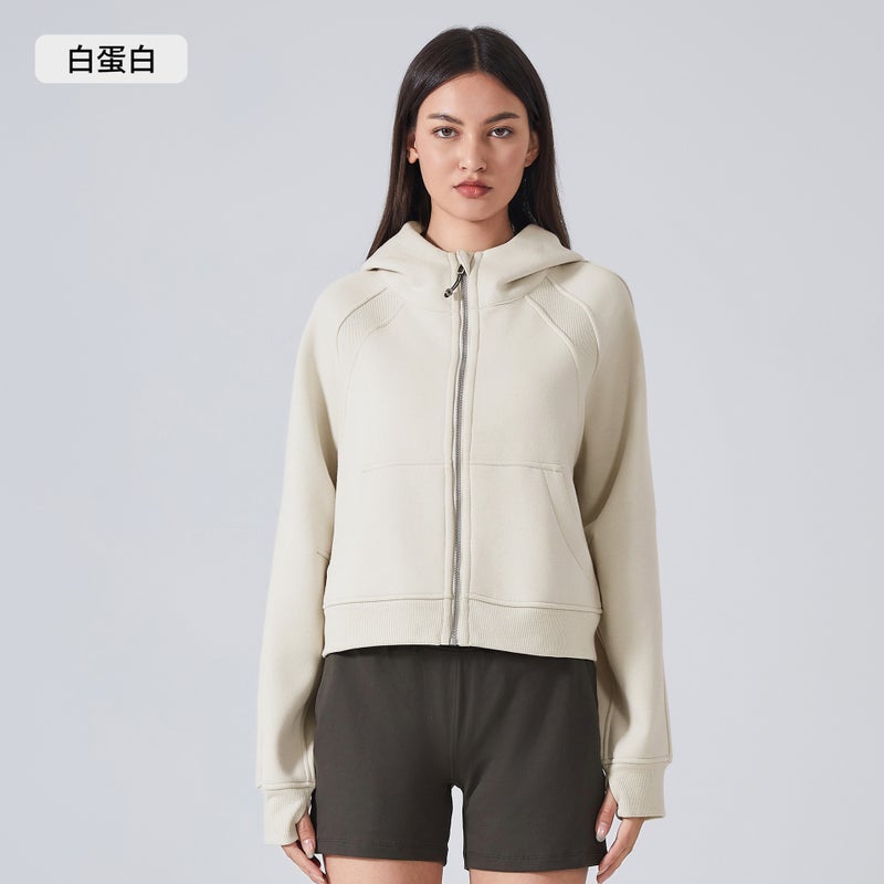 Generic Velvet Hoodie Jacket Womens Casual Sportswear White protein