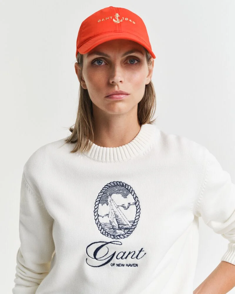 GANT Graphic Cotton Crew Neck Sweater