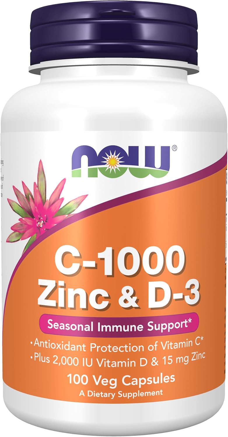 NOW Foods C-1000 Zinc & D3 100 Veg Capsules - Image 1