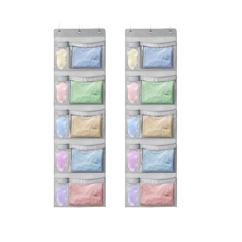 RUIPBOTE 2 Pack Weekly Kids Clothes Organizer â€“ Day of the Week Hanging Closet Storage for School Outfits, Kidsâ€™ Wardrobe Organizer with Labels for Monday to Friday (2) - Image 1
