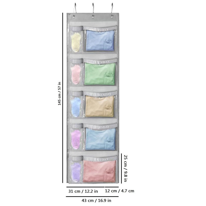 RUIPBOTE 2 Pack Weekly Kids Clothes Organizer â€“ Day of the Week Hanging Closet Storage for School Outfits, Kidsâ€™ Wardrobe Organizer with Labels for Monday to Friday (2) - Image 4
