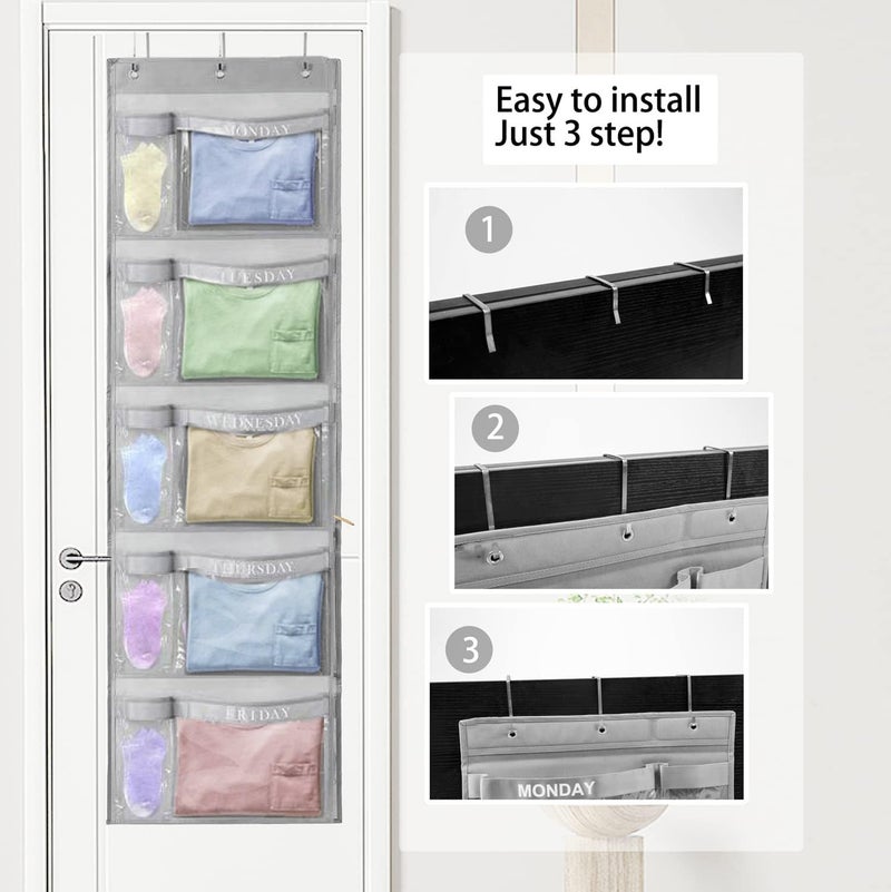 RUIPBOTE 2 Pack Weekly Kids Clothes Organizer â€“ Day of the Week Hanging Closet Storage for School Outfits, Kidsâ€™ Wardrobe Organizer with Labels for Monday to Friday (2) - Image 2