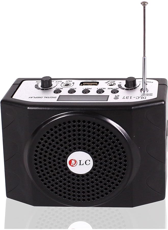 دي إل سي  مكبر صوت محمول مع بطاقة USB Tf وجهاز تحكم عن بعد وراديو FM، أسود - Image 2