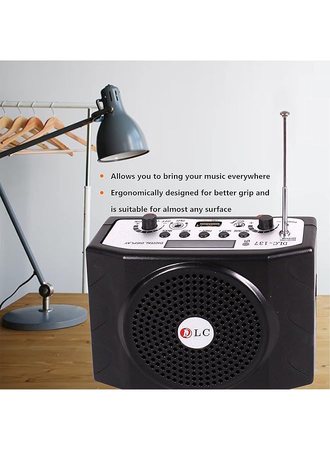 دي إل سي  مكبر صوت محمول مع بطاقة USB Tf وجهاز تحكم عن بعد وراديو FM، أسود - Image 5