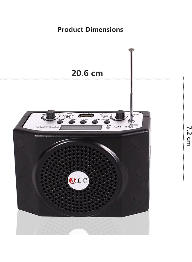 دي إل سي  مكبر صوت محمول مع بطاقة USB Tf وجهاز تحكم عن بعد وراديو FM، أسود - Image 3
