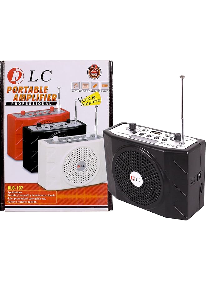 دي إل سي  مكبر صوت محمول مع بطاقة USB Tf وجهاز تحكم عن بعد وراديو FM، أسود - Image 1