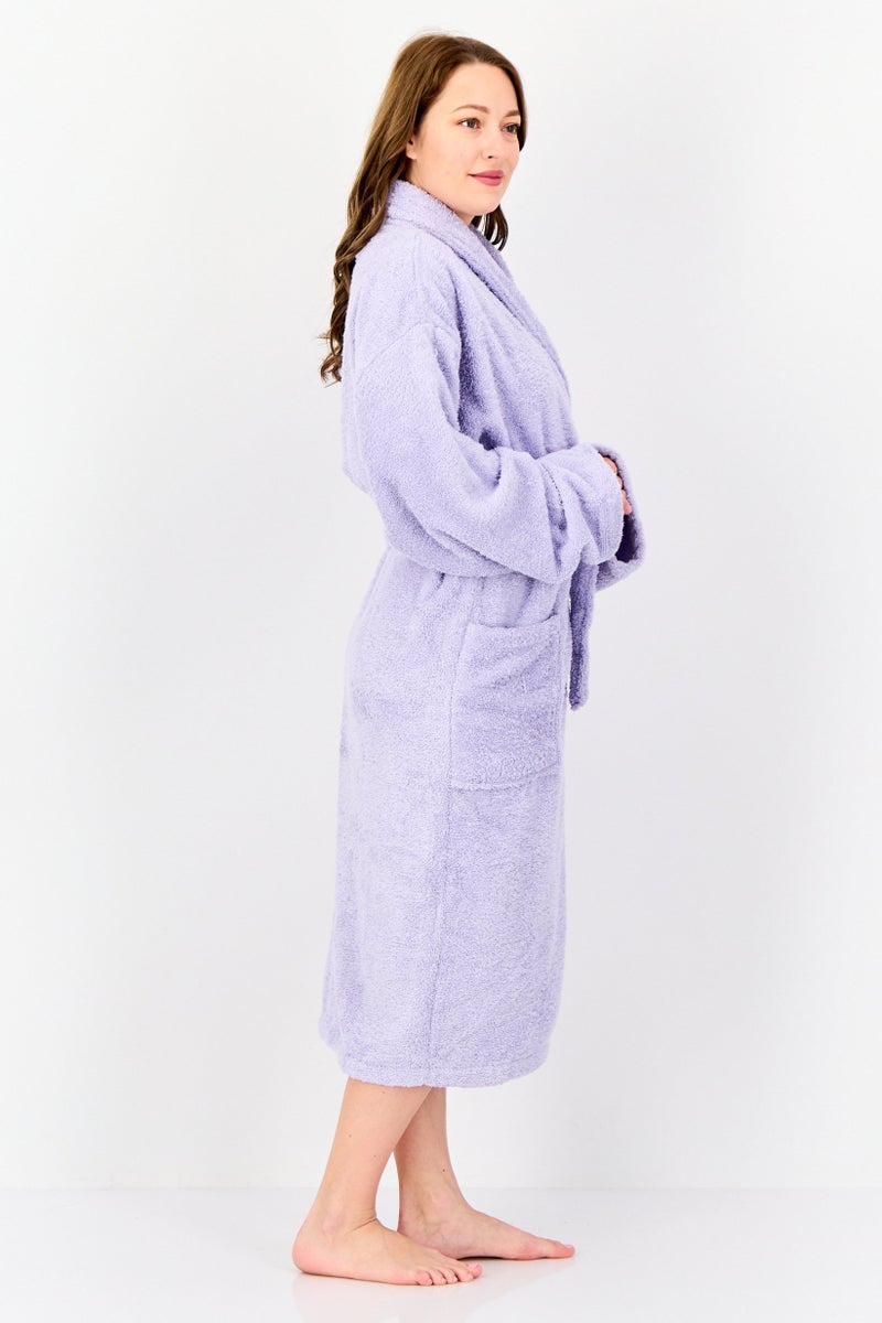 bebe Women Textured Belted Bath Robe, Lavender  - Image 2