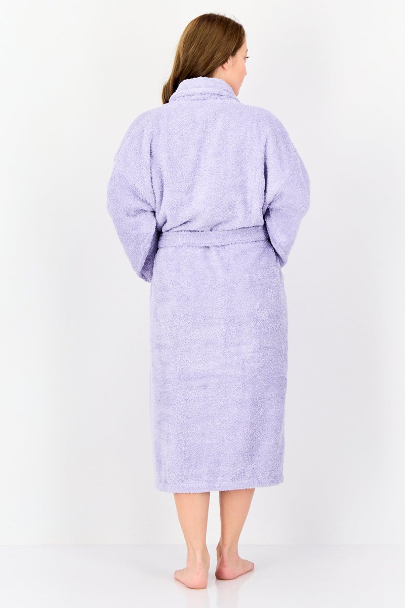 bebe Women Textured Belted Bath Robe, Lavender  - Image 4