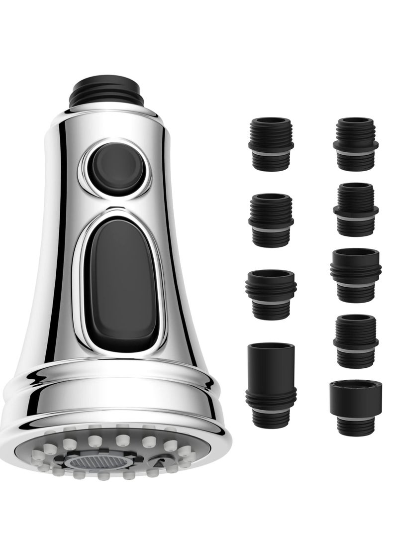 Excefore Kitchen Tap Spray Head Replacement, 3 Function Kitchen Sink Spray Nozzle with 9 Adapters, Pull Out Spray Head for Kitchen Faucet, Compatible with Most Faucets (G1/2) - Image 1