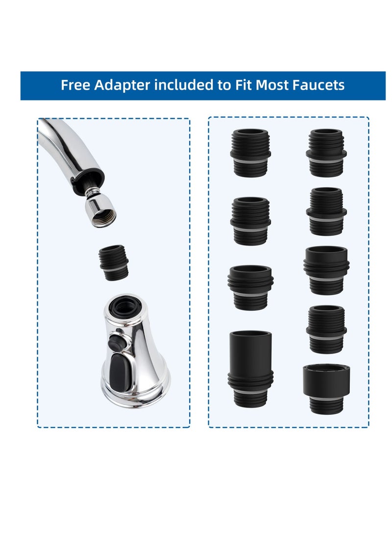 Excefore Kitchen Tap Spray Head Replacement, 3 Function Kitchen Sink Spray Nozzle with 9 Adapters, Pull Out Spray Head for Kitchen Faucet, Compatible with Most Faucets (G1/2) - Image 4