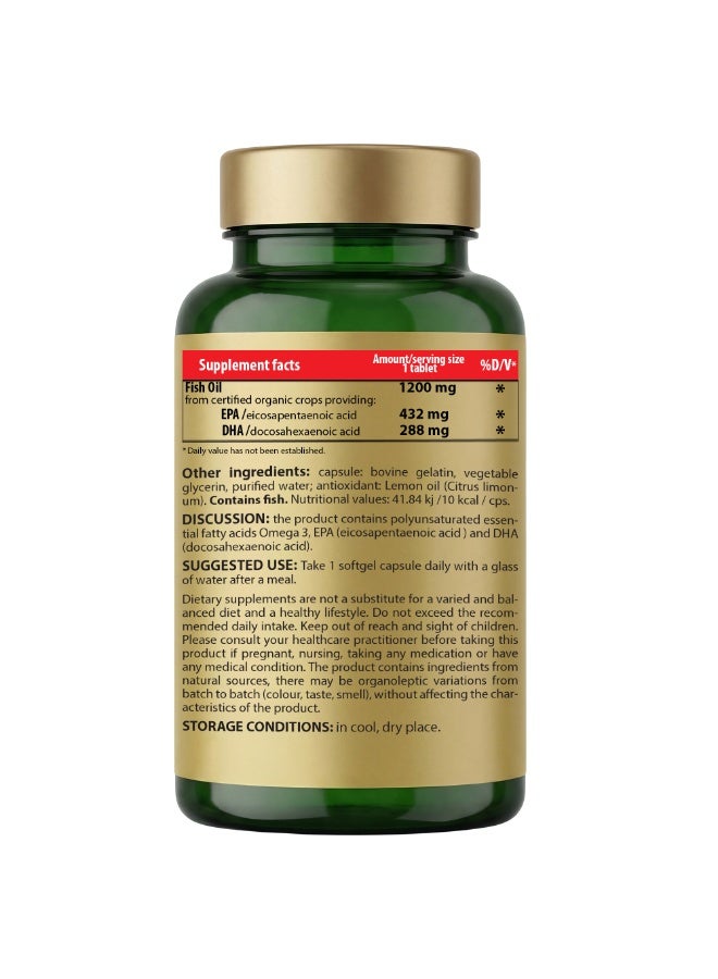 Cosmo Pharm Mega Omega 3 Fish Oil 432 EPA / 288 DHA | Supports Heart & Brain | 90 Softgels - Image 2