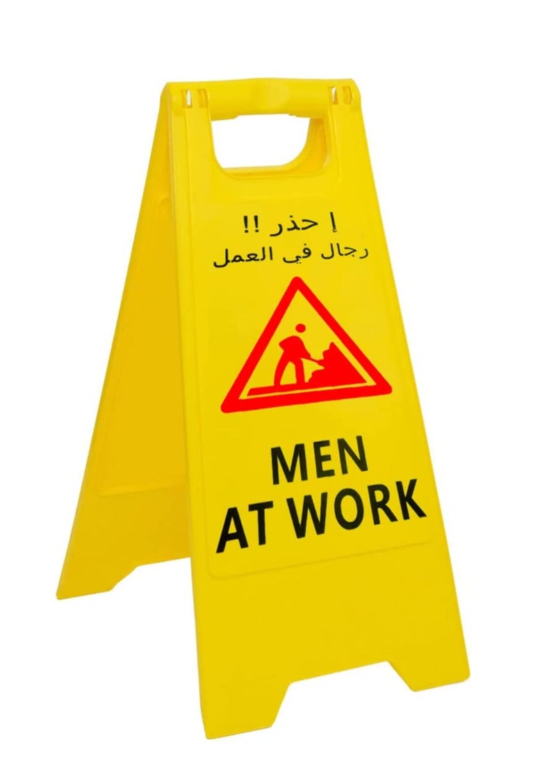 RACO Portable Outdoor Double Sided Folding Self Standing Sign Board Outdoor Floor Signs MEN AT WORK - Image 1