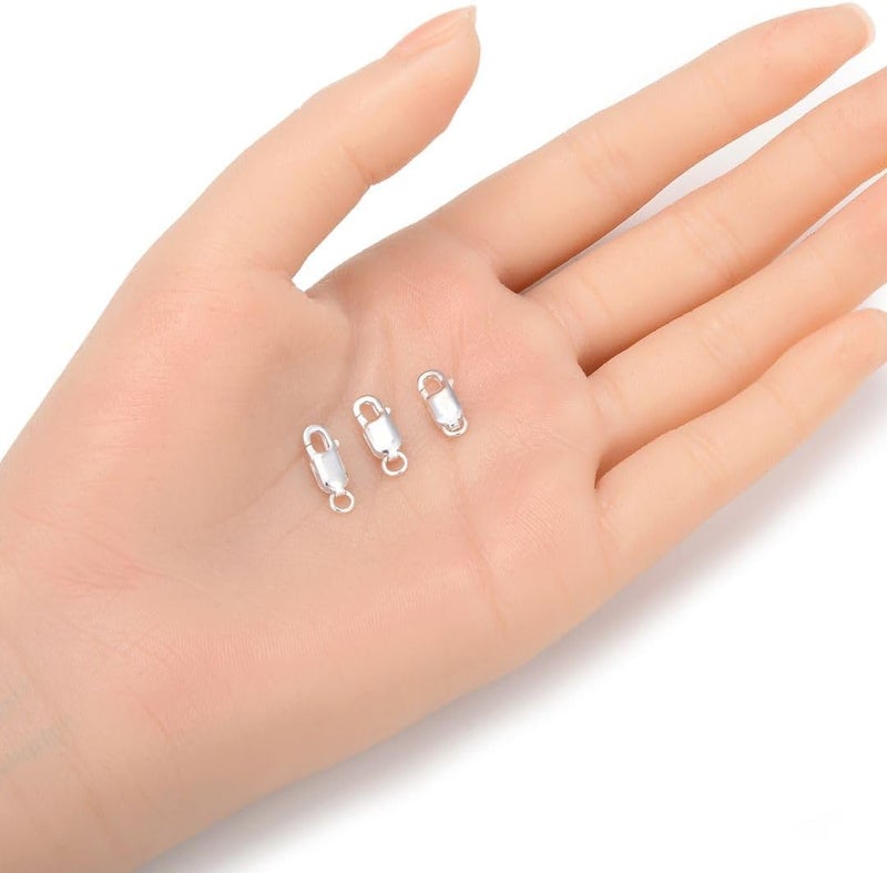 Adabele 5pcs Authentic Sterling Silver 12mm Italian Rectangle Lobster Trigger Clasps Open Jump Ring Hypoallergenic Nickel Free for DIY Jewelry Making SS25-CC - Image 2