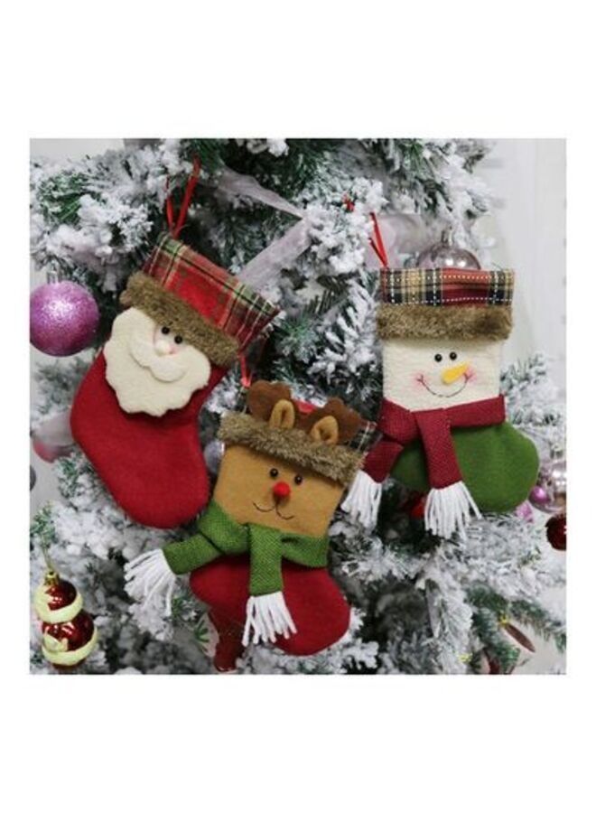 ACLIX 3-Piece Christmas Themed Hanging Stocking Ornament Set Multicolour 19x10centimeter - Image 2